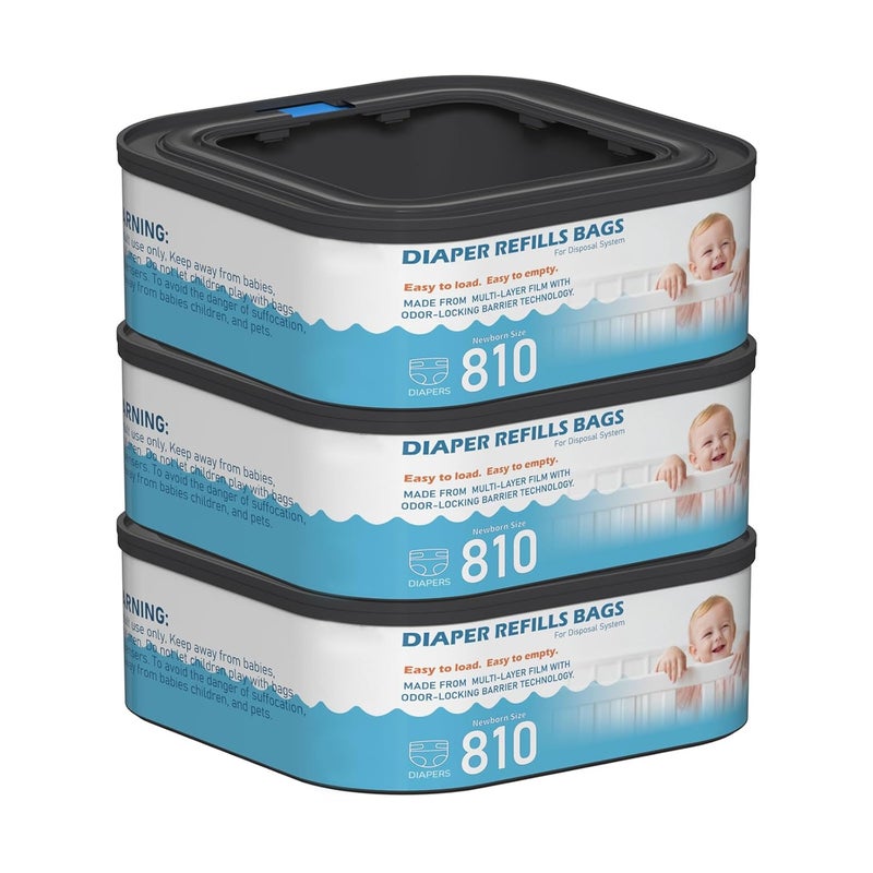 Fununcat Jumbo Square Refills Disposal Bags Refill Compatible with Diaper Genie Classic, Compact and Select Pails, Hold Up to 810 Newborn-Sized Diapers Per Refill, Pack of 3 - Image 1